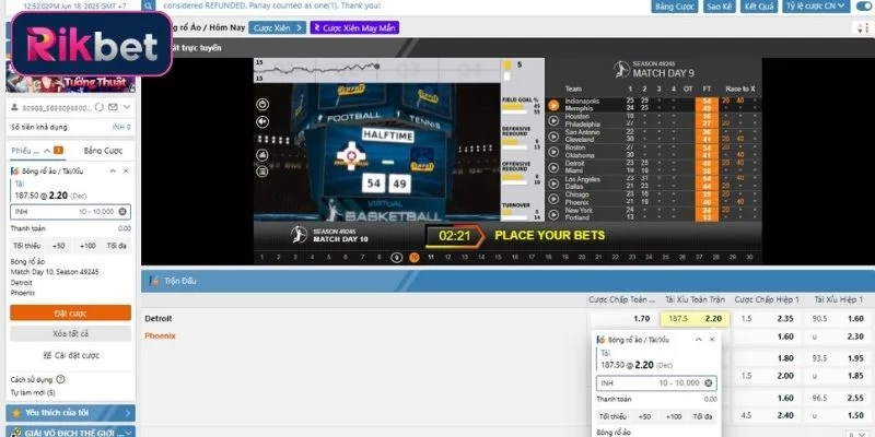 Cách tham gia game Bóng Rổ Ảo trực tuyến tại Rikbet